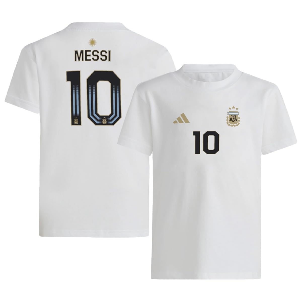 adidas Lionel Messi #10 Argentina National Team Mens Player Name & Number T-Shirt (White Small) - Renee Lane Company