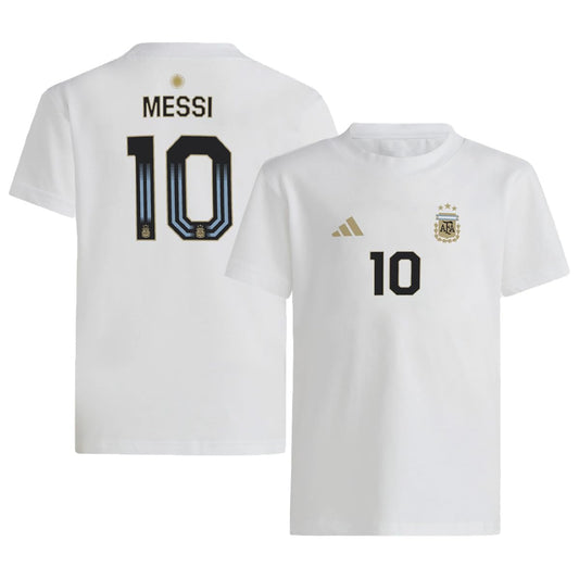 adidas Lionel Messi #10 Argentina National Team Mens Player Name & Number T-Shirt (White Small) - Renee Lane Company