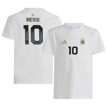 adidas Lionel Messi #10 Argentina National Team Youth Size Player Name & Number T-Shirt (White Youth X-Large-18/20) - Renee Lane Company