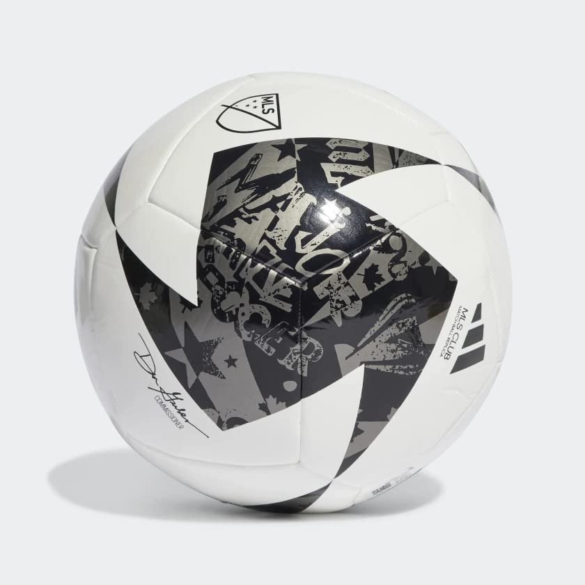 adidas MLS Club Ball - Recreational Soccer Ball with Historic Design Multiple Colors (White/Black/Iron Metallic 3) - Renee Lane Company