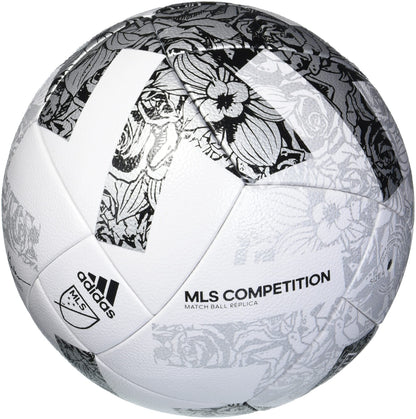 adidas MLS Competition Match Ball Replica Soccer Ball White/Silver Metallic/Black 5 - Renee Lane Company