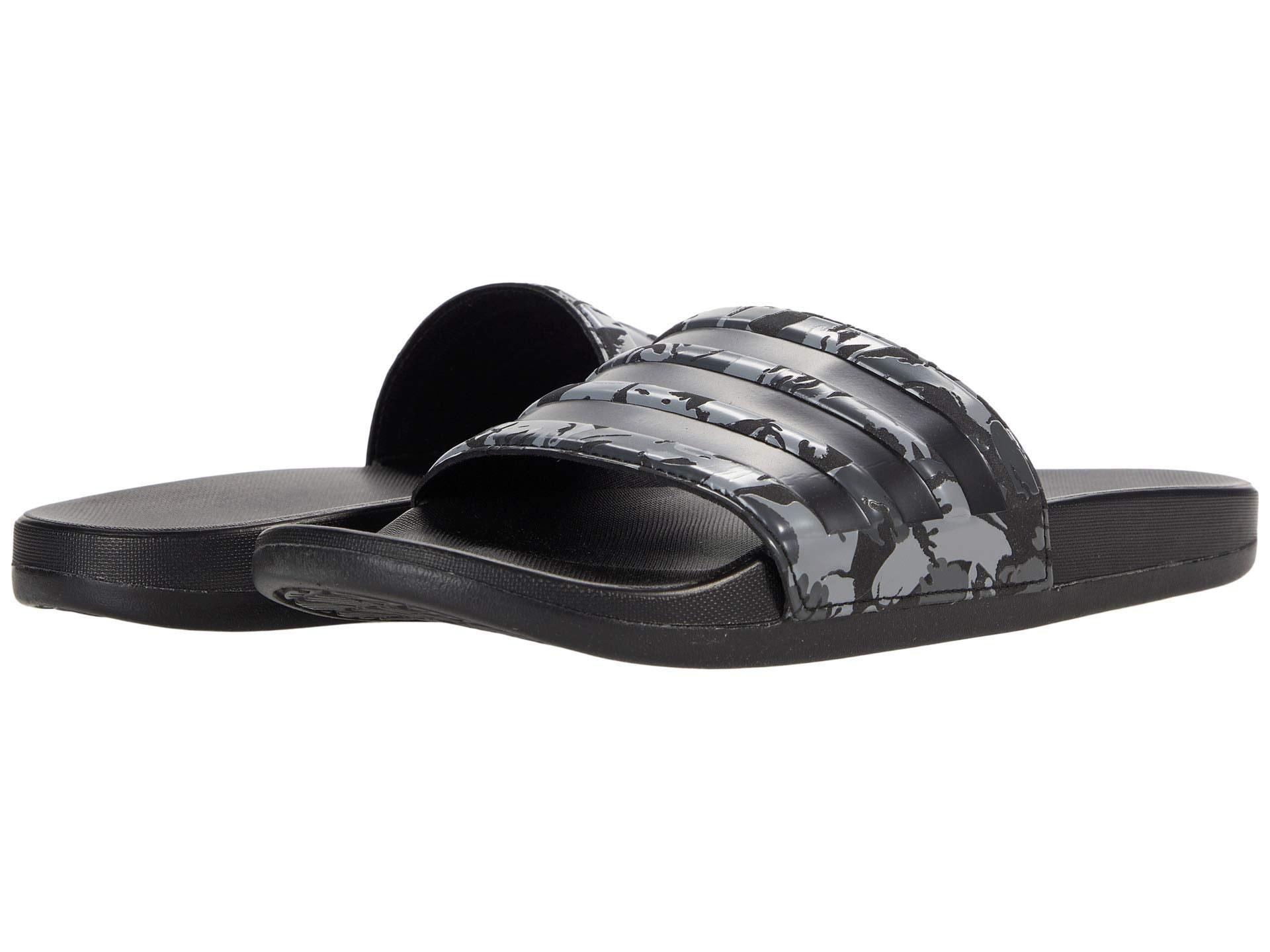 adidas Mens Adilette Comfort Slides Sandal Grey/Core Black/Grey 7 - Renee Lane Company