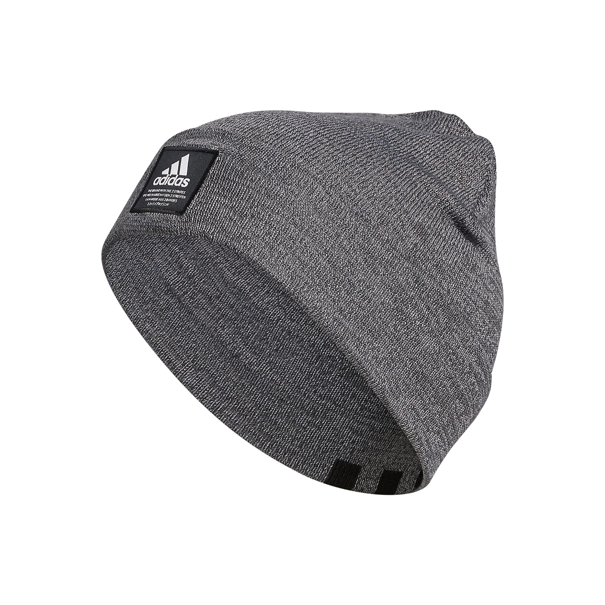 adidas Mens Amplifier Fold Beanie Carbon-Grey Twist/Black/White F21 One Size - Renee Lane Company