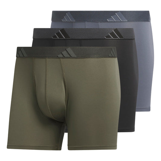 adidas Mens Athletic Fit Trunk Underwear (3-Pack) Olive Strata Green/Black/Onix Grey/Microfiber Medium - Renee Lane Company