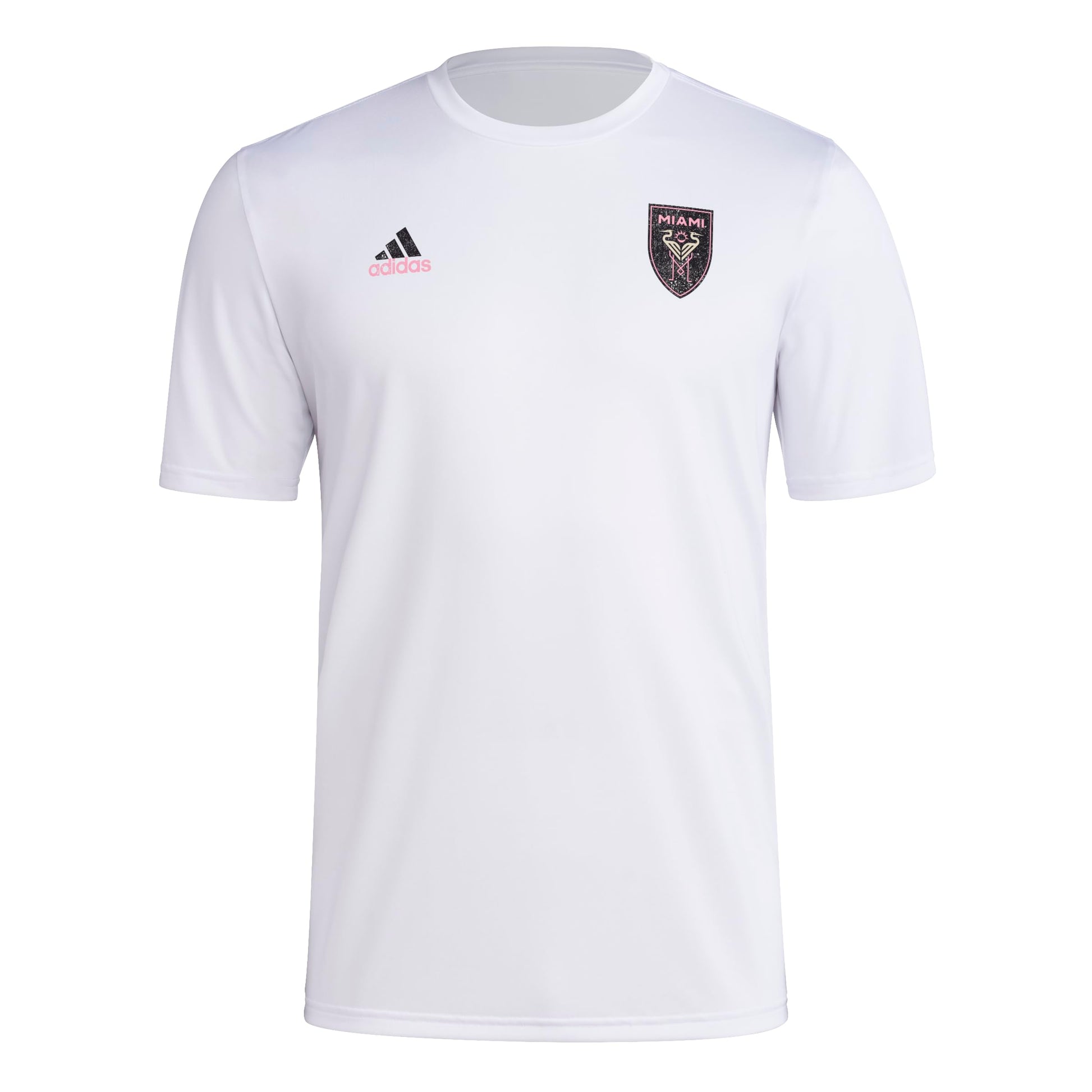 adidas Mens CF Short Sleeve Pre-Game T-Shirt White/Club Inter De Futbol Miami Large - Renee Lane Company