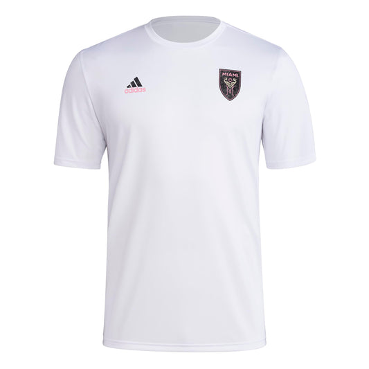 adidas Mens CF Short Sleeve Pre-Game T-Shirt White/Club Inter De Futbol Miami Large - Renee Lane Company