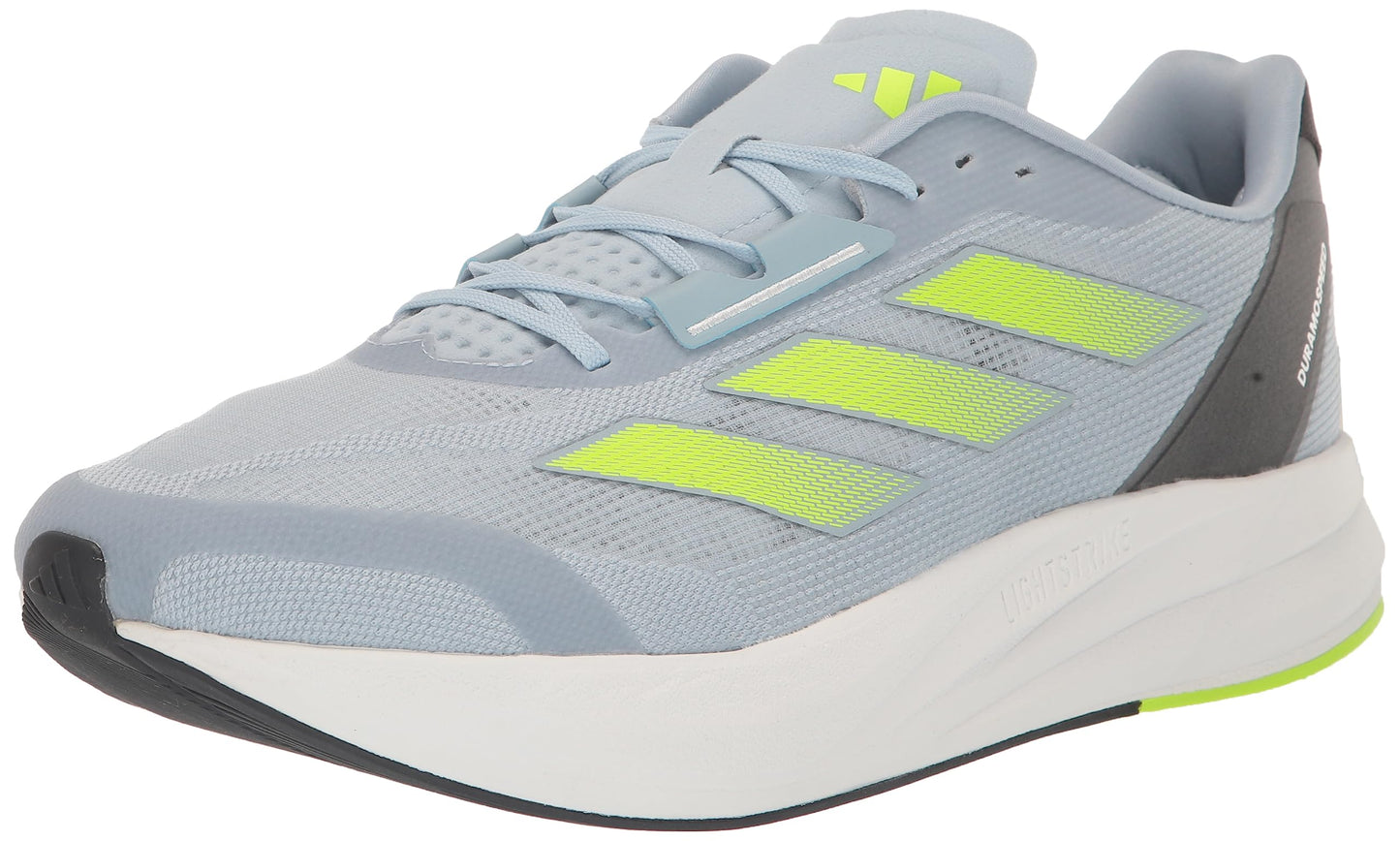 adidas Mens Duramo Speed Sneaker Wonder Blue/Lucid Lemon/White 8 - Renee Lane Company