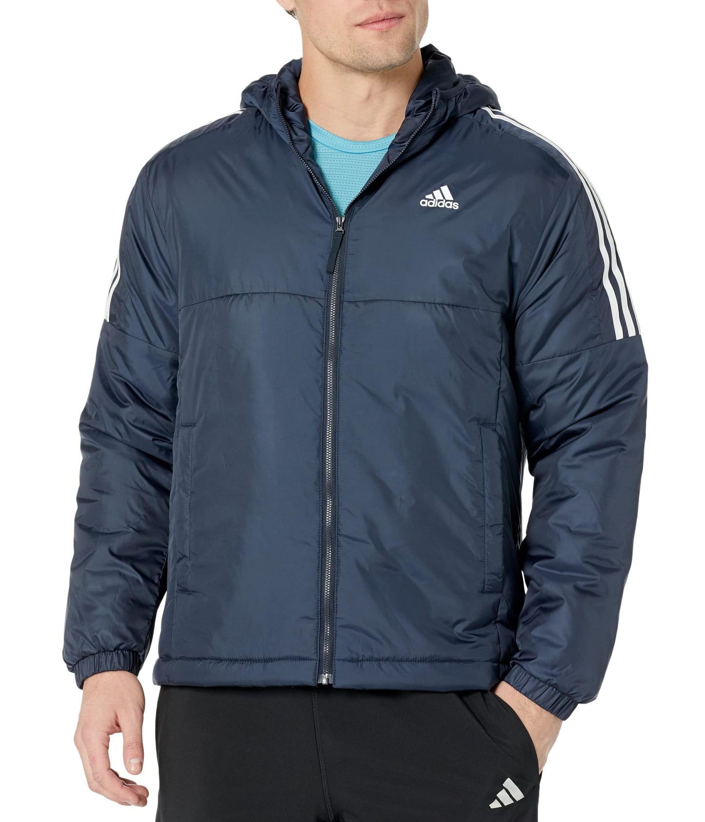adidas Mens Essentials Insulated Hooded Jacket Ink X-Large - Renee Lane Company