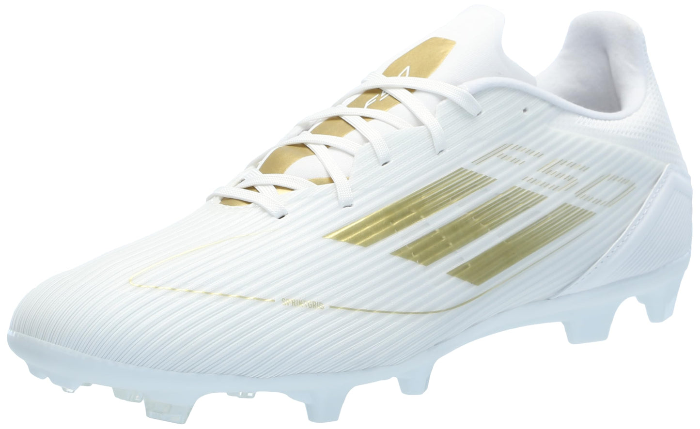 adidas Mens F50 League Firm/Multi Ground Sneaker White/Gold Metallic/White 11 - Renee Lane Company