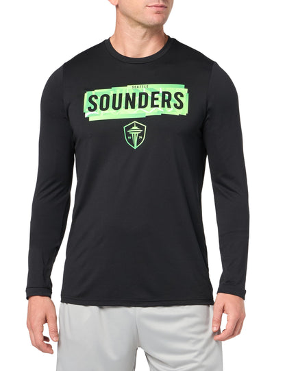 adidas Mens FC Long Sleeve Pre-Game T-Shirt Black/Seattle Sounders Medium - Renee Lane Company