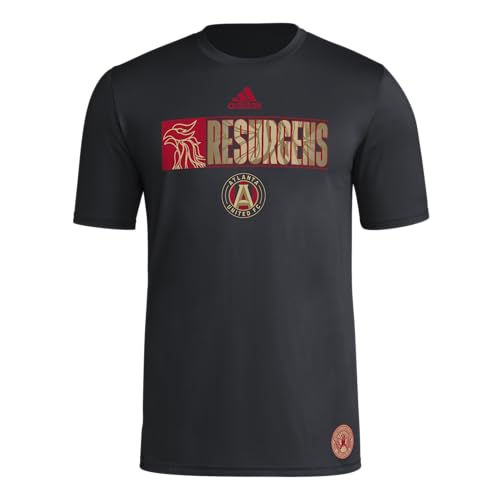 adidas Mens FC Short Sleeve Pre-Game T-Shirt Black/Atlanta United XX-Large - Renee Lane Company