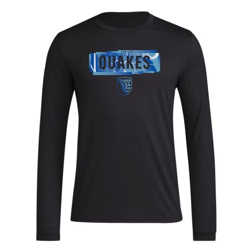 adidas Mens Long Sleeve Pre-Game T-Shirt Black/San Jose Earthquakes Medium - Renee Lane Company