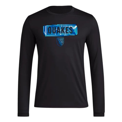 adidas Mens Long Sleeve Pre-Game T-Shirt Black/San Jose Earthquakes Medium - Renee Lane Company