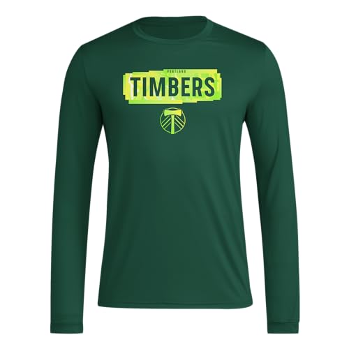 adidas Mens Long Sleeve Pre-Game T-Shirt Dark Green/Portland Timbers Large - Renee Lane Company