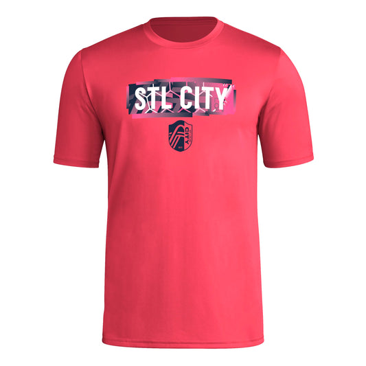 adidas Mens Long Sleeve Pre-Game T-Shirt Power Pink/St. Louis City Sc X-Large - Renee Lane Company