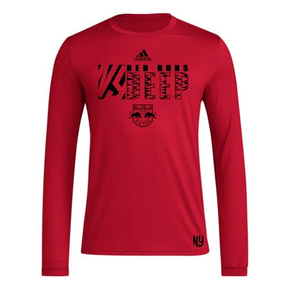 adidas Mens Long Sleeve Pre-Game T-Shirt Team Power Red/New York Red Bulls Medium - Renee Lane Company