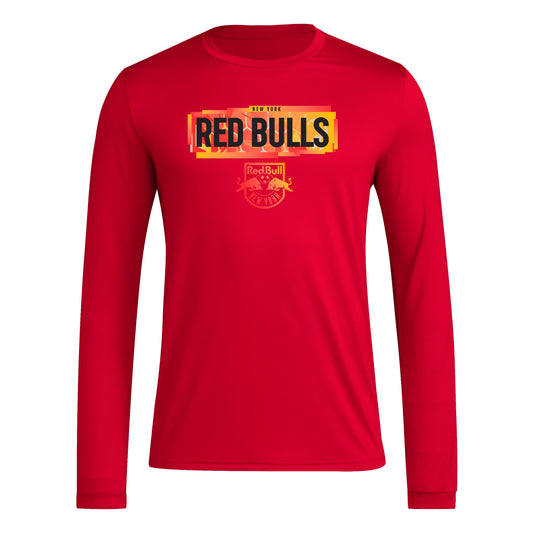 adidas Mens Long Sleeve Pre-Game T-Shirt Team Power Red/New York Red Bulls XX-Large - Renee Lane Company