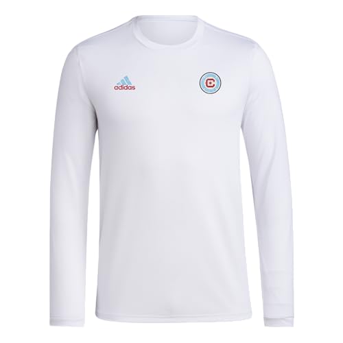 adidas Mens Long Sleeve Pre-Game T-Shirt White/Chicago Fire XX-Large - Renee Lane Company