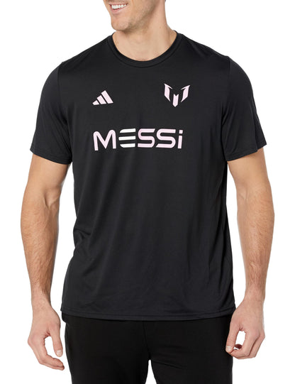 adidas Mens Messi Wordmark Short Sleeve T-Shirt Core Black - Renee Lane Company