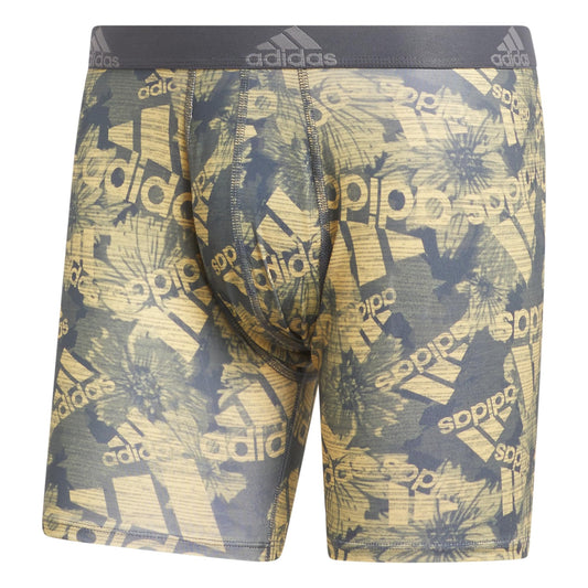 adidas Mens Microfiber Athletic Fit Boxer Brief Underwear (1 Pair) Breathable Performance Workout BOS Floral Onix-Grey-Semi Spark/Onix Grey/Semi Spark Orange Medium - Renee Lane Company