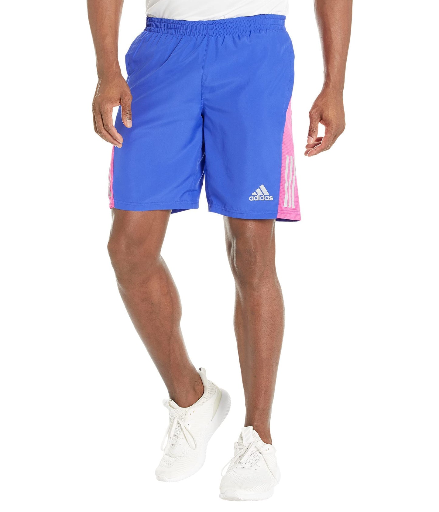 adidas Mens Own The Run Shorts Lucid Blue/Semi Lucid Fuchsia/Reflective Silver Small - Renee Lane Company