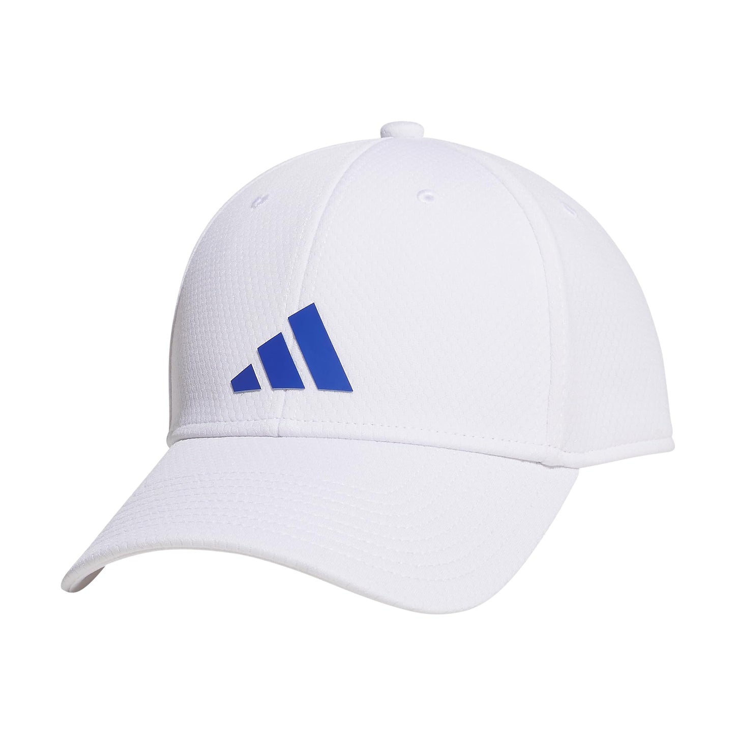 adidas Mens Pregame Structured Stretch Fit Cap White/Semi Lucid Blue Large-X-Large - Renee Lane Company