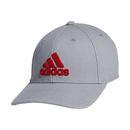 adidas Mens Producer 2 Structured Stretch Fit Cap Halo Silver Grey/Vivid Red Large-X-Large - Renee Lane Company
