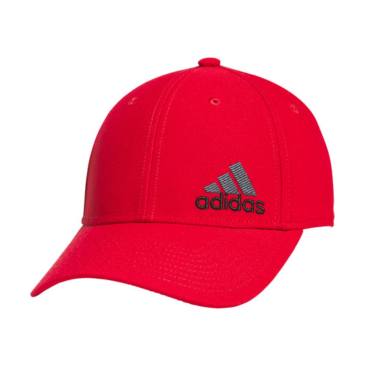 adidas Mens Release 3 Structured Stretch Fit Cap Better Scarlet/Black/Grey Six Large-X-Large - Renee Lane Company