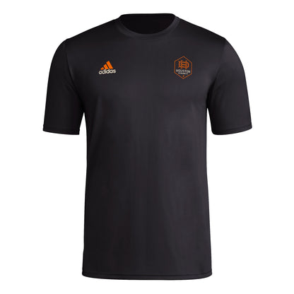 adidas Mens Short Sleeve Pre-Game T-Shirt Black/Houston Dynamo XX-Large - Renee Lane Company