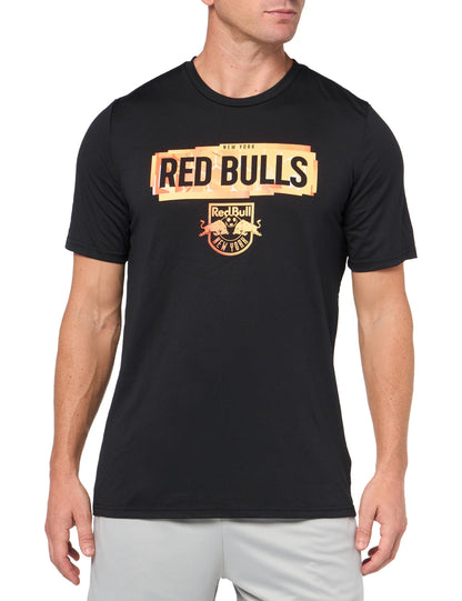 adidas Mens Short Sleeve Pre-Game T-Shirt Black/New York Red Bulls Small - Renee Lane Company