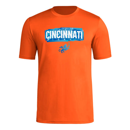 adidas Mens Short Sleeve Pre-Game T-Shirt Collegiate Orange/Fc Cincinnati Small - Renee Lane Company