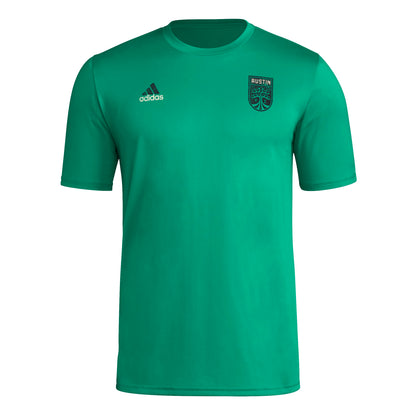 adidas Mens Short Sleeve Pre-Game T-Shirt Kelly/Austin Fc XX-Large - Renee Lane Company