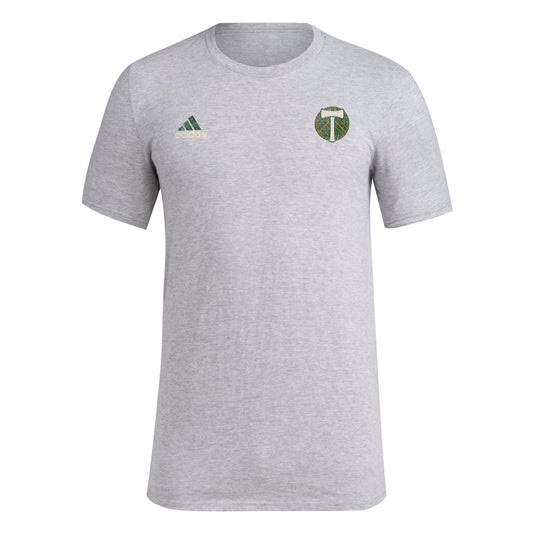 adidas Mens Short Sleeve Pre-Game T-Shirt Medium Grey Heather/Portland Timbers Large - Renee Lane Company