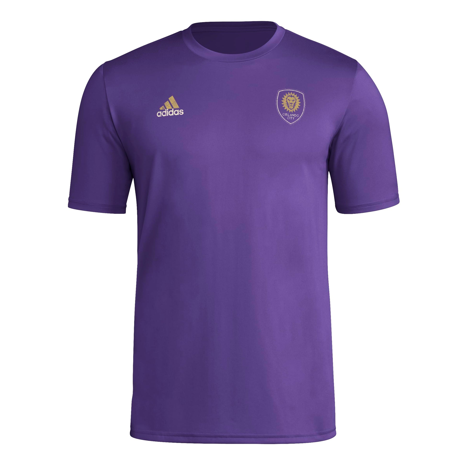 adidas Mens Short Sleeve Pre-Game T-Shirt Regal Purple/Orlando City Sc XX-Large - Renee Lane Company