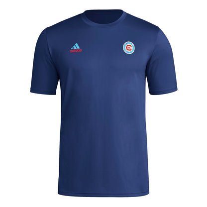 adidas Mens Short Sleeve Pre-Game T-Shirt Team Navy Blue/Chicago Fire Medium - Renee Lane Company