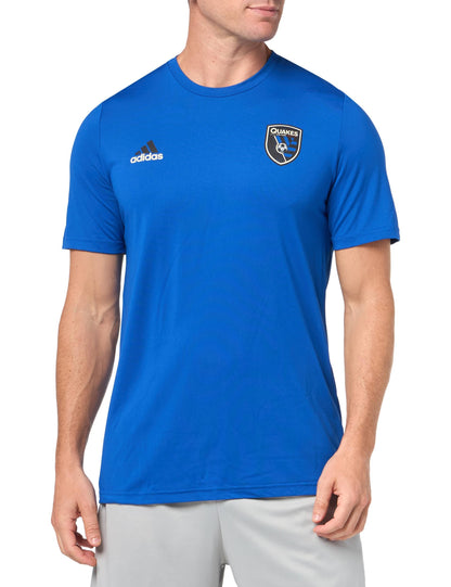adidas Mens Short Sleeve Pre-Game T-Shirt Team Royal Blue/San Jose Earthquakes Small - Renee Lane Company