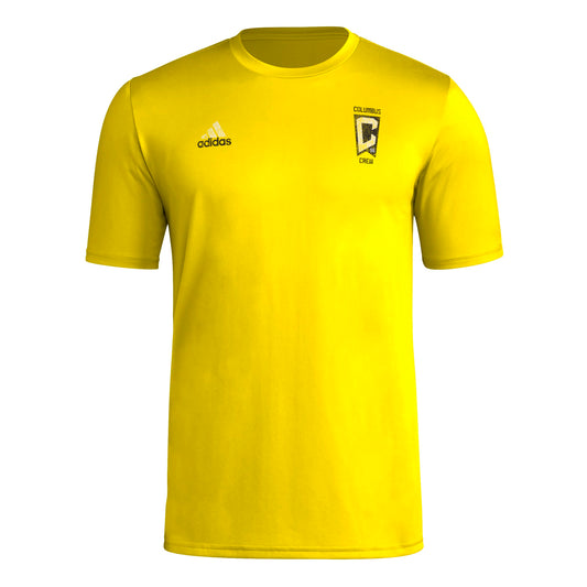 adidas Mens Short Sleeve Pre-Game T-Shirt Team Yellow/Columbus Crew XX-Large - Renee Lane Company