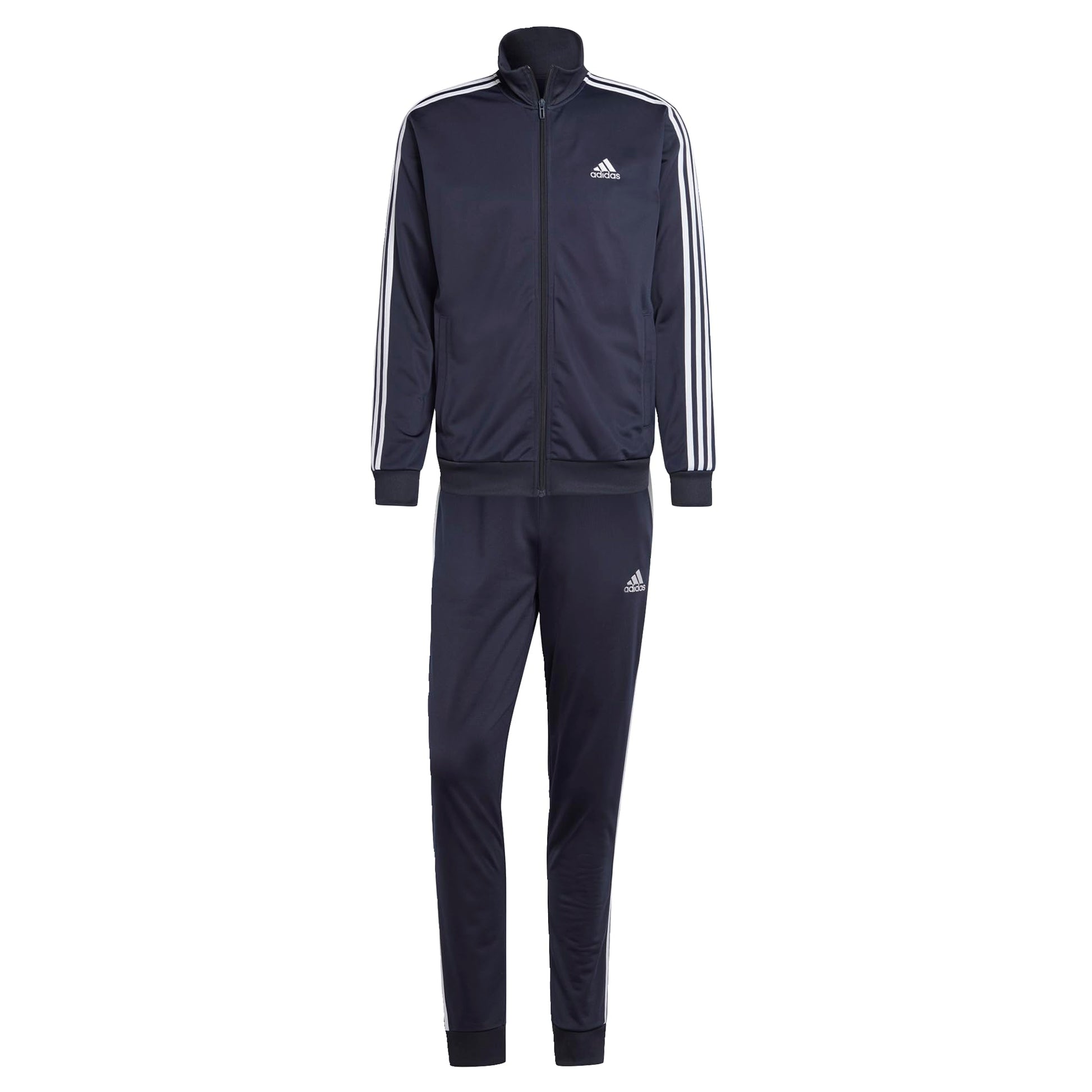 adidas Mens Size Basic 3-Stripes Tricot Track Suit Ink/White XX-Large/Tall - Renee Lane Company