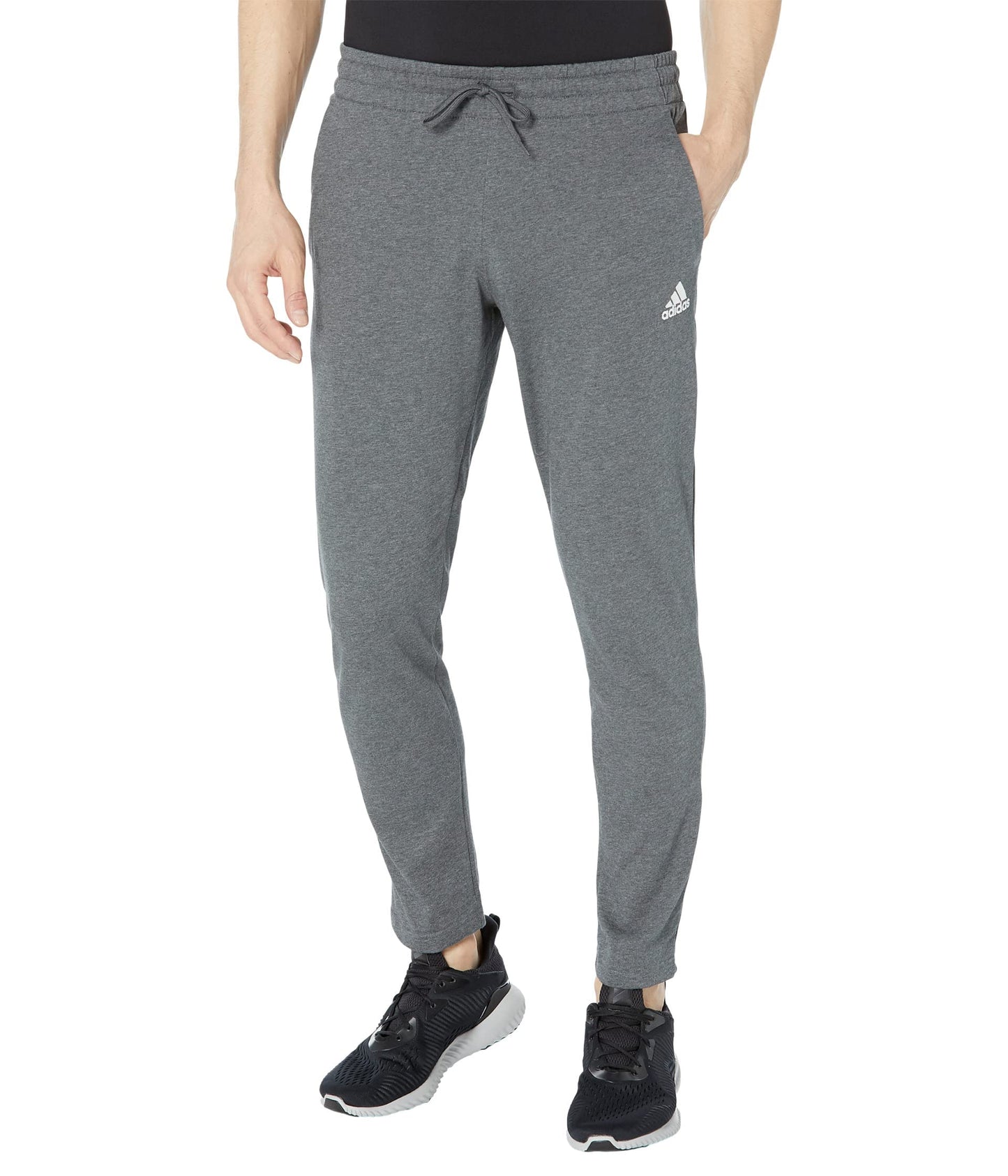 adidas Mens Size Essentials Single Jersey Tapered Open Hem Pants Dark Grey Heather 3X-Large/Tall - Renee Lane Company