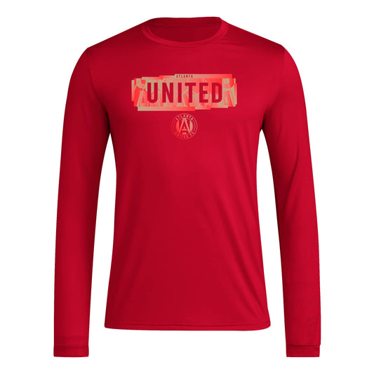 adidas Mens Size FC Long Sleeve Pre-Game T-Shirt Team Victory Red/Atlanta United Small Tall - Renee Lane Company
