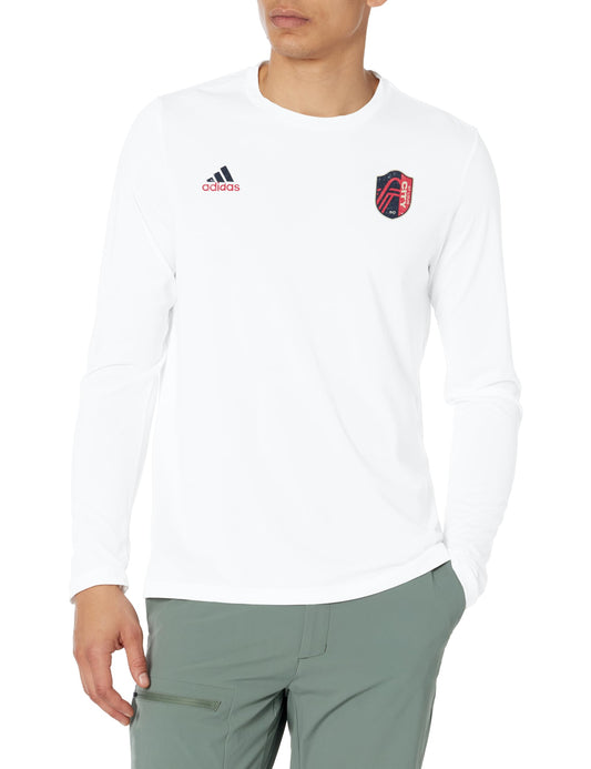 adidas Mens Size Long Sleeve Pre-Game T-Shirt White/St. Louis City Sc Medium Tall - Renee Lane Company