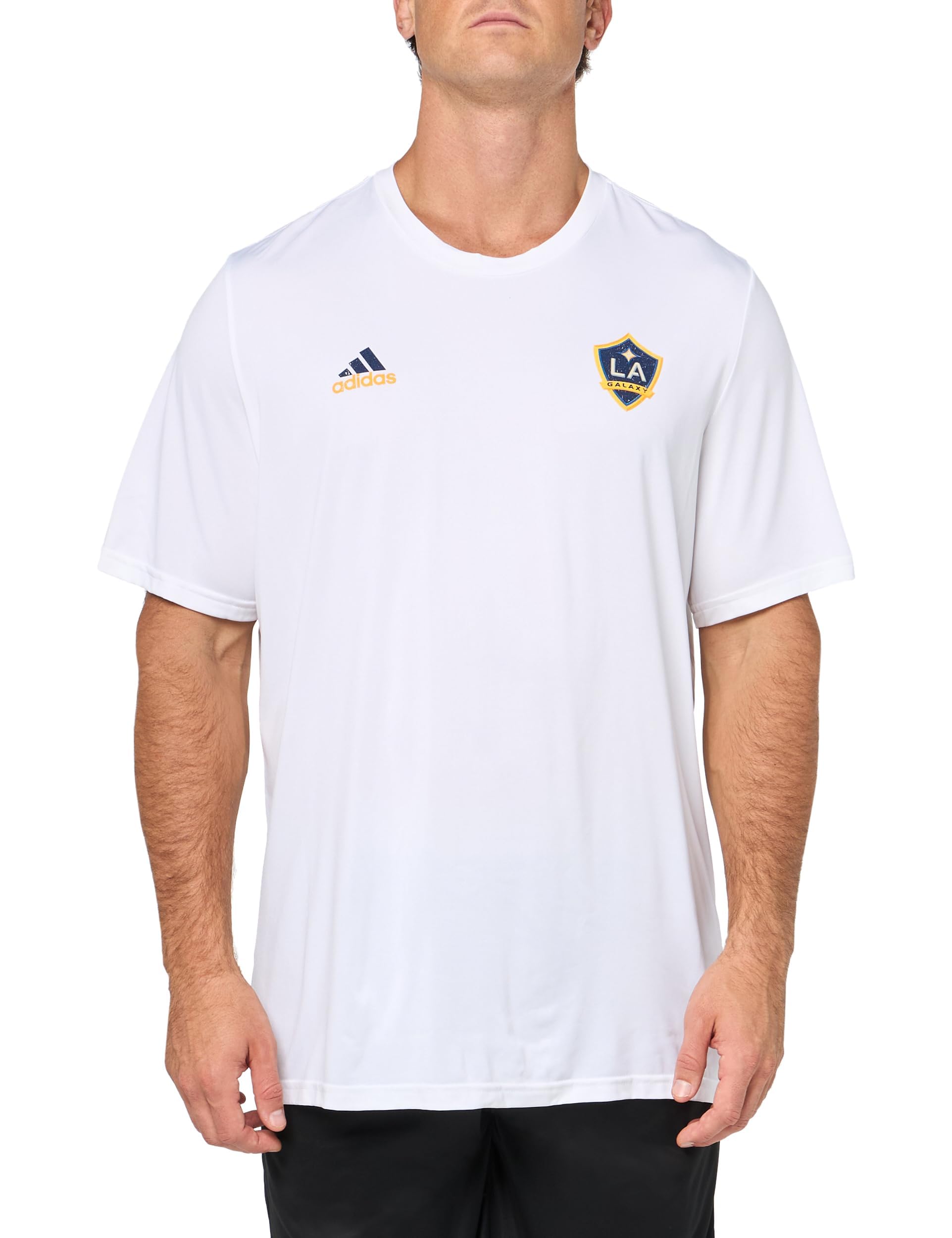 adidas Mens Size Los Angeles Galaxy Local Stoic Short Sleeve Pre-Game T-Shirt White/La Gallaxy Small Tall - Renee Lane Company