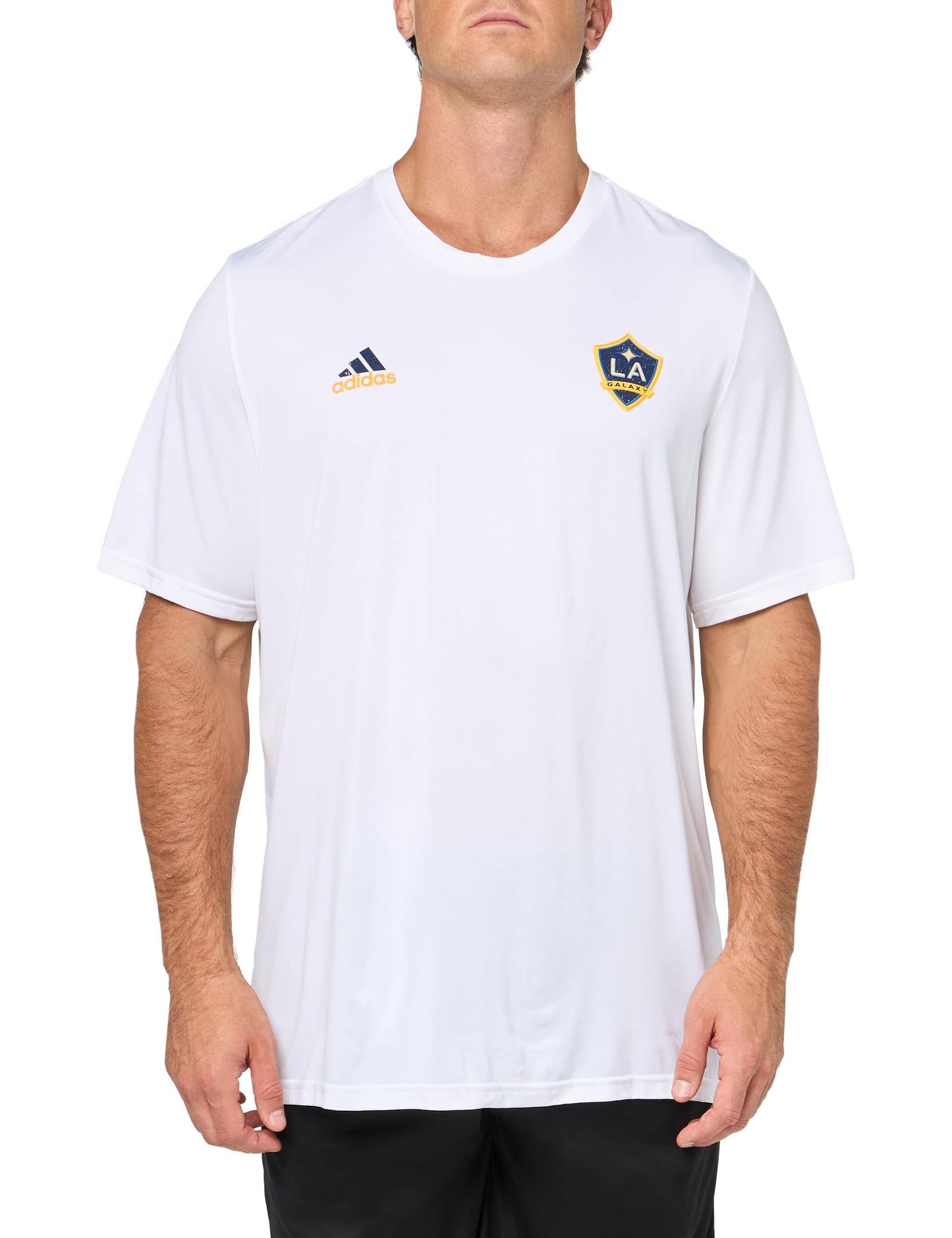 adidas Mens Size Los Angeles Galaxy Local Stoic Short Sleeve Pre-Game T-Shirt White/La Gallaxy Small Tall - Renee Lane Company