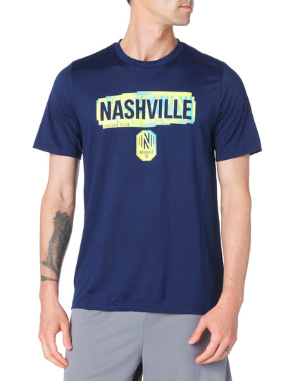 adidas Mens Size SC Short Sleeve Pre-Game T-Shirt Team Navy Blue/Nashville Soccer Club Small Tall - Renee Lane Company