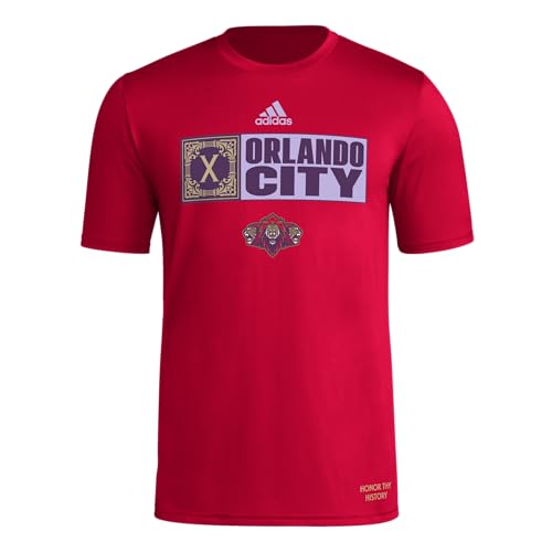 adidas Mens Size Short Sleeve Pre-Game T-Shirt Team Power Red/Orlando City Sc XX-Large Tall - Renee Lane Company