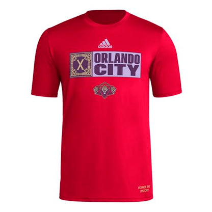 adidas Mens Size Short Sleeve Pre-Game T-Shirt Team Power Red/Orlando City Sc XX-Large Tall - Renee Lane Company