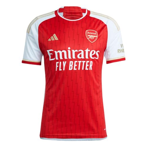 adidas Mens Soccer Arsenal 23/24 Home Jersey - Lightning Bolts and Gold Details AEROREADY Technology (US Alpha XX-Large Regular Regular Better Scarlet/White) - Renee Lane Company