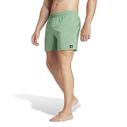 adidas Mens Standard Solid Classic-Length Swim Shorts Preloved Green/White Small - Renee Lane Company