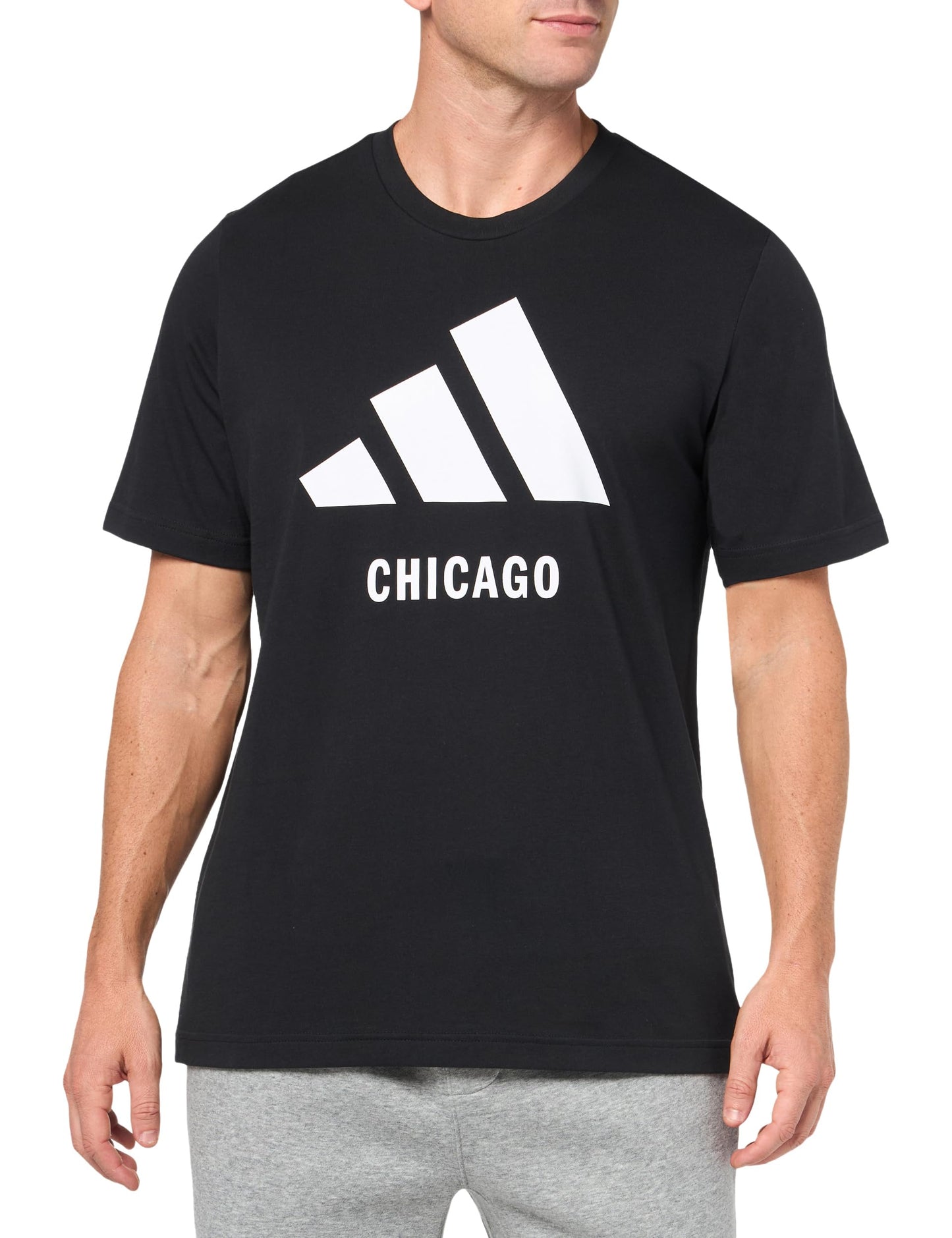 adidas Mens Tall Size Chicago Graphic T-Shirt White/Black - Renee Lane Company