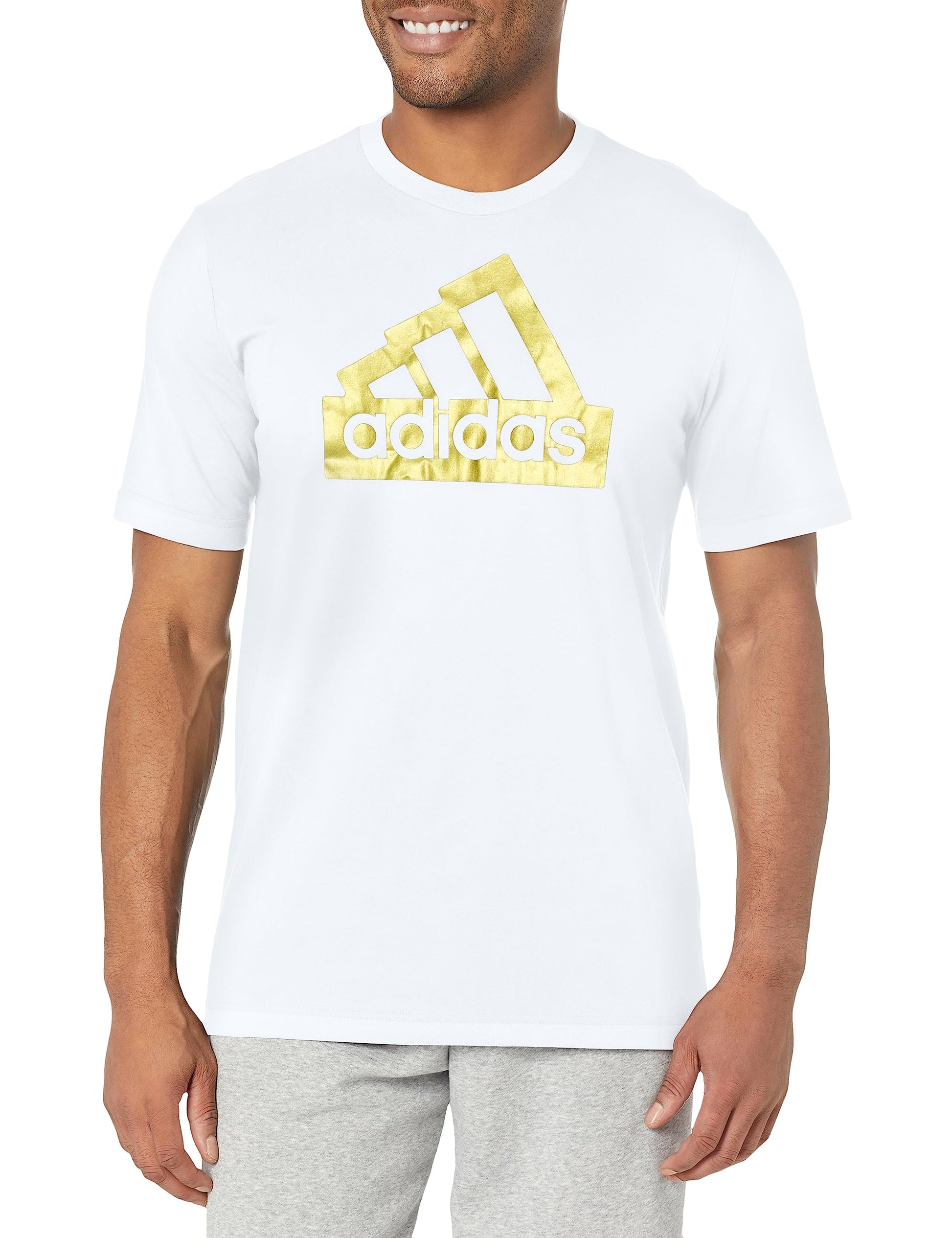 adidas Mens Tall Size Future Icons Metallic T-Shirt White Medium - Renee Lane Company